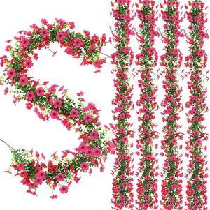 4 Pcs 6 ft Artificial Flowers Wisteria Garland, Magenta 4 Pcs 6 ft Artificial Flowers Wisteria Garland, Magenta