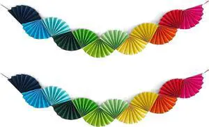 Banner Garland Fan-Shaped, Rainbow Colors Wall Decor Party Decorations Banner Garland Fan-Shaped, Rainbow Colors Wall Decor Party Decorations