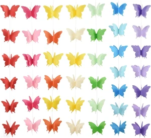 Suxgumoe Paper Butterfly Garland, 7 Colors, 79 Inches, 3D Butterfly Banner Hanging Decoration for Wedding, Baby Shower, Birthday Suxgumoe Paper Butterfly Garland, 7 Colors, 79 Inches, 3D Butterfly Banner Hanging Decoration for Wedding, Baby Shower, Birthday