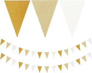 White-Gold Champagne Party-Decorations Banner,2 Pack Christmas Wedding Engagement Hanging Paper Triangle Pennant Flags Streamers,Bachelorette Neutral Baby Bridal Shower Supplies Decor Lasting Surprise White-Gold Champagne Party-Decorations Banner,2 Pack Christmas Wedding Engagement Hanging Paper Triangle Pennant Flags Streamers,Bachelorette Neutral Baby Bridal Shower Supplies Decor Lasting Surprise