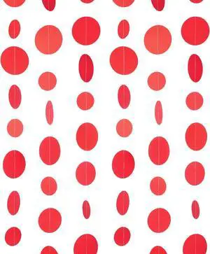 WEVEN Red Paper Garland Circle Dot Party Banner Wall Streamers Backdrop Ceiling Hanging Decorations, 20 Feet in Total WEVEN Red Paper Garland Circle Dot Party Banner Wall Streamers Backdrop Ceiling Hanging Decorations, 20 Feet in Total