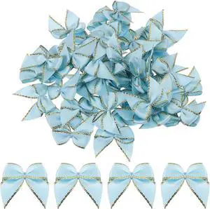 MECCANIXITY 50Pcs Mini Metallic Edge Ribbon Bow 1" Satin Ribbon Flower Bows Soft for Craft DIY Hair Bow Sewing Wedding Birthday Party Gold Edge Sky Blue MECCANIXITY 50Pcs Mini Metallic Edge Ribbon Bow 1" Satin Ribbon Flower Bows Soft for Craft DIY Hair Bow Sewing Wedding Birthday Party Gold Edge Sky Blue