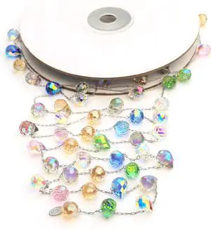 Christmas Garland, 9.8Ft Crystal Glass Beads Strands, 100pcs 10mm Faceted Waterdrop Glass Beads Hanging Ornament for Christmas Tree Centerpieces Wedding Party Decorations (Multicolor) Christmas Garland, 9.8Ft Crystal Glass Beads Strands, 100pcs 10mm Faceted Waterdrop Glass Beads Hanging Ornament for Christmas Tree Centerpieces Wedding Party Decorations (Multicolor)