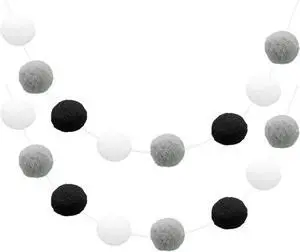 uxcell 2pcs Pom Pom Garland 6.6 Ft 30 Balls Colorful Felt Ball Garland for Wall Christmas Tree Decor Birthday Banner Easter Party Decorations, White, Grey, Black uxcell 2pcs Pom Pom Garland 6.6 Ft 30 Balls Colorful Felt Ball Garland for Wall Christmas Tree Decor Birthday Banner Easter Party Decorations, White, Grey, Black