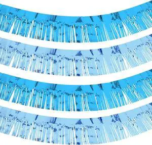 Willbond 4 Pcs 40 Ft Metallic Fringe Garland-Tinsel, Light Blue, Lake Blue Willbond 4 Pcs 40 Ft Metallic Fringe Garland-Tinsel, Light Blue, Lake Blue