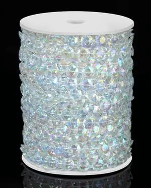 99FT Crystal Garland Strands, Acrylic Iridescent Crystal Beads String Roll, Diamond-Shaped Crystal Garland for Christmas Tree Wedding Party Decorations Beaded Curtain DIY Crafting Projects 99FT Crystal Garland Strands, Acrylic Iridescent Crystal Beads String Roll, Diamond-Shaped Crystal Garland for Christmas Tree Wedding Party Decorations Beaded Curtain DIY Crafting Projects