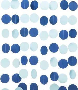 WEVEN Blue Paper Garland Circle Dots Party Garland Streamer Backdrop Hanging Decorations, 2.5" in Diameter, 20 Feet in Total WEVEN Blue Paper Garland Circle Dots Party Garland Streamer Backdrop Hanging Decorations, 2.5" in Diameter, 20 Feet in Total