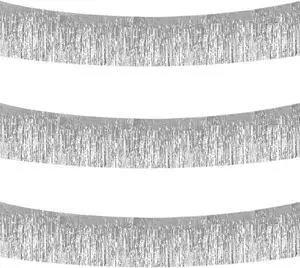 BEISHIDA Silver Fringe Garland Banner 3Pack 30ft Wall Tinsel Foil Streamers BEISHIDA Silver Fringe Garland Banner 3Pack 30ft Wall Tinsel Foil Streamers