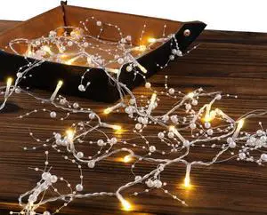 Rhytsing 14.7FT White Pearl Garland with 36 LED Light, Battery Operated Fairy String Lights with Timer for Wedding Christmas Party Event Decoration Rhytsing 14.7FT White Pearl Garland with 36 LED Light, Battery Operated Fairy String Lights with Timer for Wedding Christmas Party Event Decoration