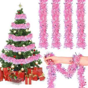 LOMIMOS 32.8 Ft Pink Easter Christmas Tinsel Garland, Glitter Twist Tinsel for Xmas Tree Party Fireplace Wedding Supplies Decoration LOMIMOS 32.8 Ft Pink Easter Christmas Tinsel Garland, Glitter Twist Tinsel for Xmas Tree Party Fireplace Wedding Supplies Decoration