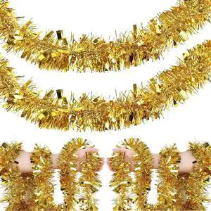 4Pcs Gold Tinsel Garland Glitter Vine for Outdoor Table Runner Wall Decor 4Pcs Gold Tinsel Garland Glitter Vine for Outdoor Table Runner Wall Decor