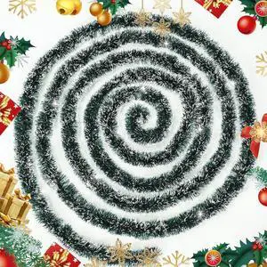 Christmas Tinsel Garland 33FT, Green & White Tinsel Garland with Shiny Metallic Garlands,Christmas Garland for Home Indoor Outdoor Party Decor Christmas Tinsel Garland 33FT, Green & White Tinsel Garland with Shiny Metallic Garlands,Christmas Garland for Home Indoor Outdoor Party Decor