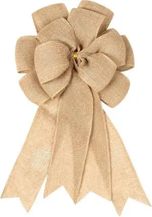 Burlap Bow for Wreath Already Made, 14.9 x 9 Inches Burlap Bow for Wreath Already Made, 14.9 x 9 Inches