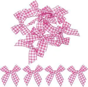 MECCANIXITY 10Pcs Mini Gingham Ribbon Bow 1.5" Checkered Fabric Satin Ribbon Bows for Craft DIY Hair Bow Sewing Wedding Birthday Party Dark Pink and White MECCANIXITY 10Pcs Mini Gingham Ribbon Bow 1.5" Checkered Fabric Satin Ribbon Bows for Craft DIY Hair Bow Sewing Wedding Birthday Party Dark Pink and White