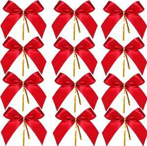 Sumind 48 Pcs Red Bows for Christmas Tree Wreath Gift Decor, 5 x 4 Inch Sumind 48 Pcs Red Bows for Christmas Tree Wreath Gift Decor, 5 x 4 Inch