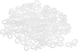 MECCANIXITY Tiny Glitter Christmas Bows ABS Pearl-Like Bow White 100 Pcs MECCANIXITY Tiny Glitter Christmas Bows ABS Pearl-Like Bow White 100 Pcs