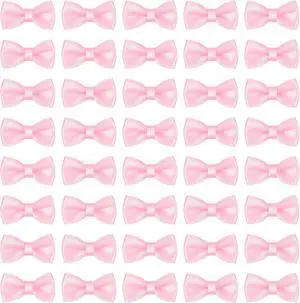 MECCANIXITY 50 Pcs Mini Ribbon Bow 0.8" Mini Fabric Satin Ribbon Flower Bows for Craft DIY Sewing Wedding Birthday Party, Pink MECCANIXITY 50 Pcs Mini Ribbon Bow 0.8" Mini Fabric Satin Ribbon Flower Bows for Craft DIY Sewing Wedding Birthday Party, Pink