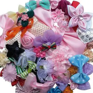 Chenkou Craft Mix Bulk 50pcs Ribbon Flowers Bows Craft Wedding Ornament Appliques A0241 Chenkou Craft Mix Bulk 50pcs Ribbon Flowers Bows Craft Wedding Ornament Appliques A0241