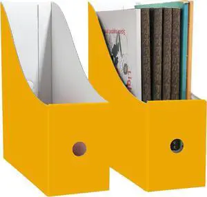 Limitliho 2 Pack Yellow Cardboard Magazine File Holder for Desk or Shelves Limitliho 2 Pack Yellow Cardboard Magazine File Holder for Desk or Shelves