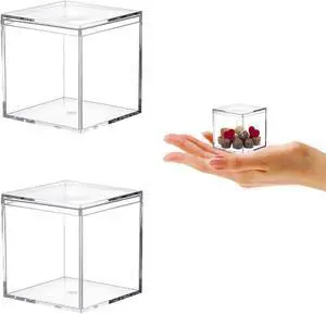 KissYou Small Acrylic Box Clear Display Case Plastic Square Cube 2 Packs Candy Box with Lid Jewelry Storage Contanier KissYou Small Acrylic Box Clear Display Case Plastic Square Cube 2 Packs Candy Box with Lid Jewelry Storage Contanier