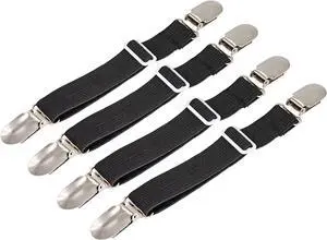 BetyBedy 4Pcs Adjustable Bed Sheet Fasteners Suspenders, Elastic Sheet Band Straps Clips, Cover Grippers Suspenders Holder for Mattress Pad Cover, Sofa Cushion (Black) BetyBedy 4Pcs Adjustable Bed Sheet Fasteners Suspenders, Elastic Sheet Band Straps Clips, Cover Grippers Suspenders Holder for Mattress Pad Cover, Sofa Cushion (Black)