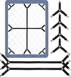 Attmu 6 Pack Bed Sheet Straps Fitted Bed Sheet Fasteners Clips Black Attmu 6 Pack Bed Sheet Straps Fitted Bed Sheet Fasteners Clips Black