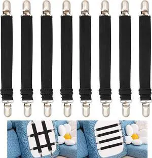 Sofa Cover Holder Straps Suspenders, Sofa Couch Covers Clip Fasteners, Adjustable Elastic Straps for Sofa Seat Recliner Slipcover, Cushion Holders (8, Black) 6-30in/15-75cm Sofa Cover Holder Straps Suspenders, Sofa Couch Covers Clip Fasteners, Adjustable Elastic Straps for Sofa Seat Recliner Slipcover, Cushion Holders (8, Black) 6-30in/15-75cm
