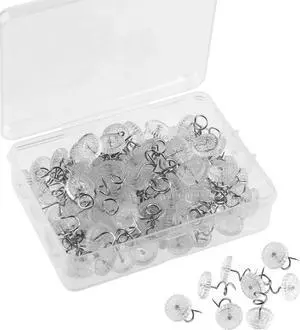 KUUQA 100 Pieces Upholstery Twist Pins Clear Heads Bed Skirt Pins KUUQA 100 Pieces Upholstery Twist Pins Clear Heads Bed Skirt Pins