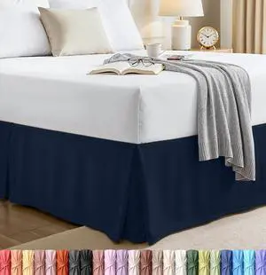 Full Bed Skirt, Hides Under-Bed Storage 16 Inch Drop, Pleated, White Full Bed Skirt, Hides Under-Bed Storage 16 Inch Drop, Pleated, White