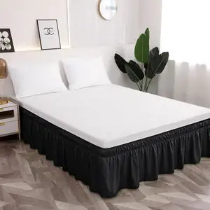 Toodou Easy to Install Wrap Around Bed Skirt Three Fabric Sides Elastic Dust Ruffled 16 Inch Tailored Drop, Fade Resistant-Black, Twin/Twin XL Toodou Easy to Install Wrap Around Bed Skirt Three Fabric Sides Elastic Dust Ruffled 16 Inch Tailored Drop, Fade Resistant-Black, Twin/Twin XL