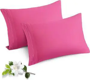 Horbaunal Microfiber Pillowcases Standard Size, Hot Pink, 2 Pack Horbaunal Microfiber Pillowcases Standard Size, Hot Pink, 2 Pack