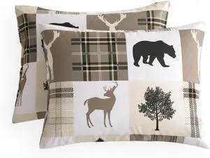 Wake In Cloud - Rustic Pillow Cases, Cabin Lodge Christmas Bear Moose Deer Woodland Western Country, Set of 2 Soft Pillowcases Pillow Shams Covers, Taupe, Standard Size 20x26 Inches Wake In Cloud - Rustic Pillow Cases, Cabin Lodge Christmas Bear Moose Deer Woodland Western Country, Set of 2 Soft Pillowcases Pillow Shams Covers, Taupe, Standard Size 20x26 Inches