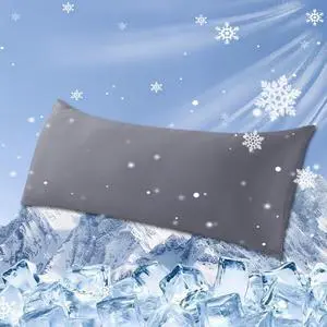 WhatsBedding Cooling Body Pillow Cover, Zipper Closure, Grey, 20x54 WhatsBedding Cooling Body Pillow Cover, Zipper Closure, Grey, 20x54