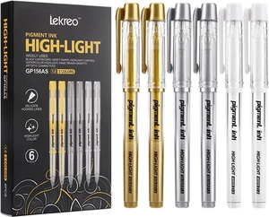 Gold Silver White Ink Gel Pens, 1mm Medium Fine Point, Opaque archival Ink Pen for Dark Paper Drawing,Sketching, Illustration, Card Making, Bullet Journaling (Assorted Color - 6 Packs) Gold Silver White Ink Gel Pens, 1mm Medium Fine Point, Opaque archival Ink Pen for Dark Paper Drawing,Sketching, Illustration, Card Making, Bullet Journaling (Assorted Color - 6 Packs)