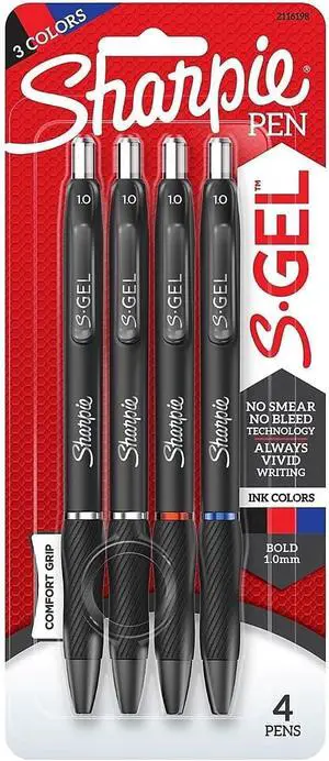 SHARPIE S-Gel Retractable Gel Pens, Bold Point, Assorted Ink, 4/Pack (2116198) SHARPIE S-Gel Retractable Gel Pens, Bold Point, Assorted Ink, 4/Pack (2116198)