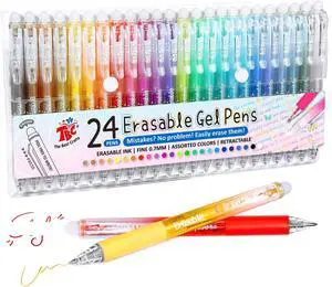 24 Pcs Erasable Pens with Eraser,Retractable Colored Gel Pens Erasable 24 Pcs Erasable Pens with Eraser,Retractable Colored Gel Pens Erasable