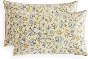 Wake In Cloud - Floral Pillow Cases, Botanical Vintage Flower Shabby Chic Coquette Cottagecore Aesthetic, Set of 2 Soft Pillowcases Pillow Shams Covers, Cream Yellow, Standard Size 20x26 Inches Wake In Cloud - Floral Pillow Cases, Botanical Vintage Flower Shabby Chic Coquette Cottagecore Aesthetic, Set of 2 Soft Pillowcases Pillow Shams Covers, Cream Yellow, Standard Size 20x26 Inches