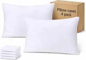 White Pillow Cases Queen Size Set of 4, 20x30 Envelope Closure Pillowcases, Soft Plain Brushed Microfiber Covers Hypoallergenic Breathable White Pillow Cases Queen Size Set of 4, 20x30 Envelope Closure Pillowcases, Soft Plain Brushed Microfiber Covers Hypoallergenic Breathable