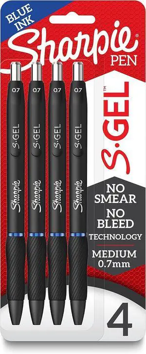 Sharpie S-Gel Gel Pens Medium Point (0.7mm) Blue Ink Gel Pen 4 Count Sharpie S-Gel Gel Pens Medium Point (0.7mm) Blue Ink Gel Pen 4 Count