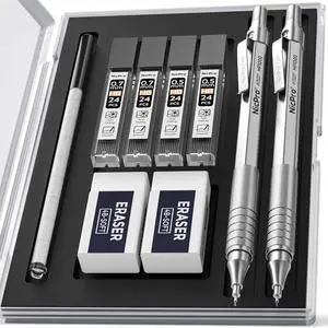 Nicpro 2 PCS Metal Mechanical Pencil 0.5mm & 0.7 mm with Case Nicpro 2 PCS Metal Mechanical Pencil 0.5mm & 0.7 mm with Case