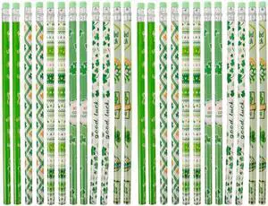 NUOBESTY 24 Pcs Four-Leaf Clover Pencils with Erasers Wood St Patrick Day Party Favor Drawing Sketching Writing Supplies for Students NUOBESTY 24 Pcs Four-Leaf Clover Pencils with Erasers Wood St Patrick Day Party Favor Drawing Sketching Writing Supplies for Students