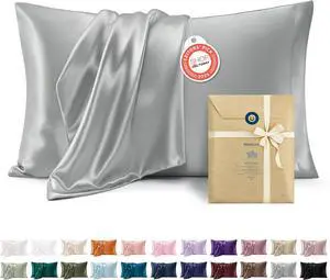 Bedsure Satin Pillowcase, Similar to Silk Pillow Cases Queen Size Set of 2, Cooling Pillow Case Covers with Envelope Closure, Room Decor Gifts for Women Men, Silver Grey, 20x30 Inches, 2pcs Bedsure Satin Pillowcase, Similar to Silk Pillow Cases Queen Size Set of 2, Cooling Pillow Case Covers with Envelope Closure, Room Decor Gifts for Women Men, Silver Grey, 20x30 Inches, 2pcs