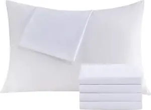 White Pillowcases King 4 Pack, 20x36 Pillow Cases with Envelope Closure, Soft Plain Brushed Microfiber Covers Breathable Wrinkle-Resistant White Pillowcases King 4 Pack, 20x36 Pillow Cases with Envelope Closure, Soft Plain Brushed Microfiber Covers Breathable Wrinkle-Resistant