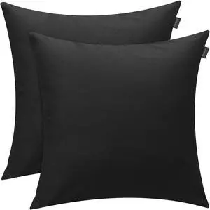 Thmyo 2 Pack Cotton Solid Decorative Throw Pillow Covers Black 18x18 inch Thmyo 2 Pack Cotton Solid Decorative Throw Pillow Covers Black 18x18 inch