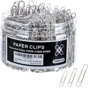 Wakawaga 700pcs Paper Clips Assorted Sizes Large (700PCS) Wakawaga 700pcs Paper Clips Assorted Sizes Large (700PCS)