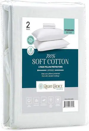 Cotton Pillow Protectors with Zipper - Hypoallergenic Pillow Covers, Zip Up Pillowcase Standard Size 20x26 (Set of 2) Cotton Pillow Protectors with Zipper - Hypoallergenic Pillow Covers, Zip Up Pillowcase Standard Size 20x26 (Set of 2)