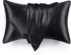 Love's cabin Satin Pillowcase Set of 2 King Size 20x36, Cooling Pillow Covers for Hair and Skin, Silky Smooth with Envelope Closure, Similar to Silk, Black Love's cabin Satin Pillowcase Set of 2 King Size 20x36, Cooling Pillow Covers for Hair and Skin, Silky Smooth with Envelope Closure, Similar to Silk, Black