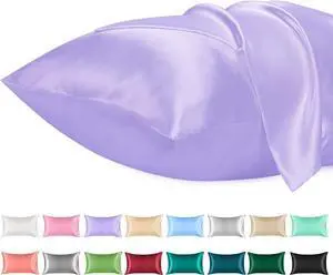 Lirex Satin Pillowcase for Hair and Skin, Super Soft and Cooling Similar to Silk, 2 Pack Queen Size 20"X 30" Pillow Cases with Envelope Closure, Gifts for Women Men, Light Purple Lirex Satin Pillowcase for Hair and Skin, Super Soft and Cooling Similar to Silk, 2 Pack Queen Size 20"X 30" Pillow Cases with Envelope Closure, Gifts for Women Men, Light Purple