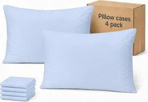 ZPECC Pillow Cases Queen Size Set of 4, 20x30 Envelope Closure Pillowcases, Soft Plain Brushed Microfiber Covers Hypoallergenic Breathable, Light Blue ZPECC Pillow Cases Queen Size Set of 4, 20x30 Envelope Closure Pillowcases, Soft Plain Brushed Microfiber Covers Hypoallergenic Breathable, Light Blue