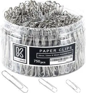 Kempshott 750 Paper Clips Assorted Sizes Small, Medium and Large Paper Clips for Paperwork Ideal for Home, School and Office Use (Assorted, Silver) Kempshott 750 Paper Clips Assorted Sizes Small, Medium and Large Paper Clips for Paperwork Ideal for Home, School and Office Use (Assorted, Silver)